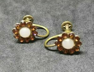 yzWG[EANZT[ Be[WS[hg[lWgCONX^bellissimo vite vintage tono oro retro orecchini 5060s con crystald