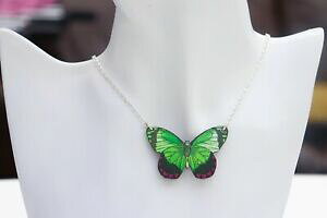 yzWG[EANZT[ ubNO[EbhVo[o^tCn[gsy_glbNXvivaci in legno verde nero e pin cuore farfalla argento collana ciondolo