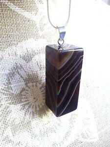 yzWG[EANZT[ `F[{ciAK^y_gbella forma botswana agata ciondolo con catena gratis pamp;p, uk venditore 1