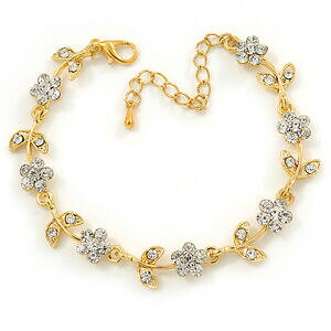 yzWG[EANZT[ S[hbLuXbgfCW[NX^gXyAgplaccato oro bracciale margherita cristallo trasparente 16cm lunghezza5cm estensione