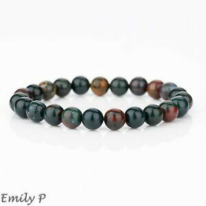 yzWG[EANZT[ Xgb`r[YZ~vVXi`wIg[vuXbgsemi preziose naturali eliotropio gemstone bracciale con perline elasticizzata 8mm