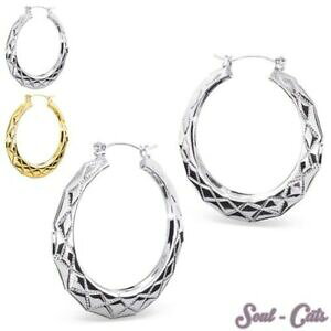 yzWG[EANZT[ XeXX`[oS[hVo[[Wt[vCOorecchini a cerchio decorato con acciaio inox o5cm oro argento grande