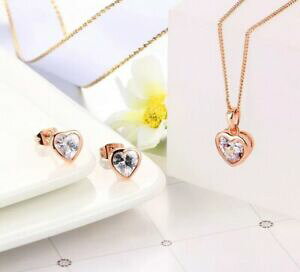 yzWG[EANZT[ NX^XtXL[[YS[hlbNXn[gCOZbg18k rose oro riempito collana orecchini cuore set realizzato con cristalli swarovski j1