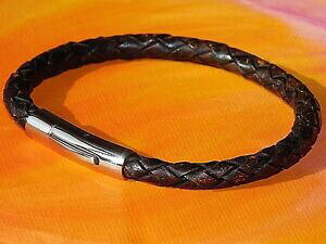 yzWG[EANZT[ CxCA[gAeB[NuEU[XeXX`[uXbgdonna 5mm antico marrone pelle e bracciale in acciaio inossidabile da lyme bay arte