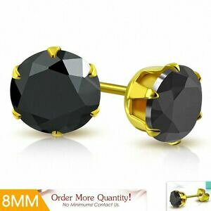 yzWG[EANZT[ EhCOS[fXeXX`[bV[Zbg8mm orecchini rotondo in acciaio inossidabile dorato con rondelle e incastonato