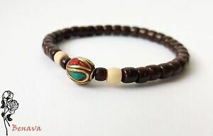 【送料無料】ジュエリー・アクセサリー ココナッツブレスレットパールカッパーパールカラーブラウンbracciale di noce di cocco perla rame perla marrone colorato