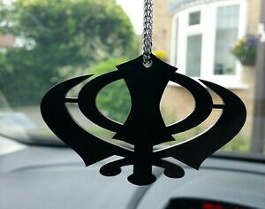 �y���������z�W���G���[�E�A�N�Z�T���[ ���C�h�A�N�����u���b�N�J���_�p���W���u�V�[�y���_���g�J�[�o�b�N�~���[largo acrilico nero khanda punjabi sikh ciondolo auto retro specchio pendenti