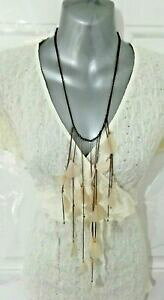 【送料無料】ジュエリー・アクセサリー ベージュブロンズトーンマルチストランドロングステートメントジュエリーネックレスpiuma beige bronzo tono multi strand lungo dichiarazione collana bigiotteria