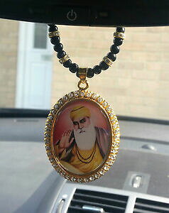 yzWG[EANZT[ S[hbLpWuV[NOiiNy_gy_gubNr[Yplaccato oro punjabi sikh guru nanak ciondolo auto pendenti nero perline amp;