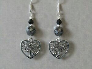yzWG[EANZT[ un[gc[IuCtubNw}^CgNX^Vo[X^[OCOamore cuore albero della vita amp; nero ematite, cristallo argento sterling