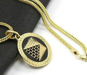 �y���������z�W���G���[�E�A�N�Z�T���[ �����Y���f�����E���h�s���~�b�h���b�L�u���b�N�S�[���h�t�����R�l�b�N���X�`�F�[���y���_���gda uomo modello piramide rotondo placcato oro nero 24 franco collana 