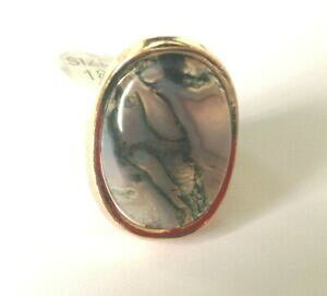 yzWG[EANZT[ O[AK^zCgXgCvWFXg[_jYS[hg[OTCYverde agata bianca a righe gemstone modernist dichiarazione anello tono oro mi