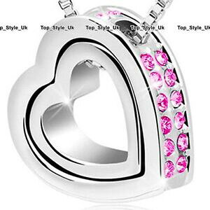 �y���������z�W���G���[�E�A�N�Z�T���[ �_�u���n�[�g�N���X�^���s���N�V���o�[�l�b�N���X�N���X�}�X�v���[���gdoppio cuore cristallo rosa argento collana amore natale regali per la sua mamma donna f6