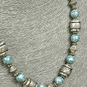 yzWG[EANZT[ O[c[AK^r[YlbNXVo[g[r[Ygreen tree agata perline collana silvertone beads