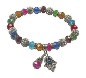 �y���������z�W���G���[�E�A�N�Z�T���[ �u���X���b�g�I�G�C�����C���f�t�@�e�B�}�y�����X�}���`�J���[bracelet oeil et main de fatima, perles multicolores