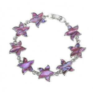 yzWG[EANZT[ sNArpEAVFt[`F[Vo[uXbgpink abalonepaua shell fiore catena braccialetto dargento