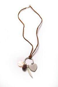 yzWG[EANZT[ gfB{w~A{zuElbNXn[gz[p[T[NfBe[alla moda bohemian boho marrone stringa collana cuore corno perle amp; cerchio dett