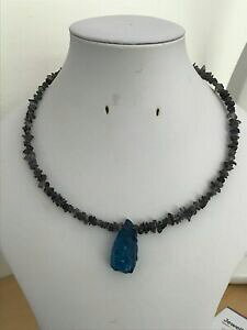 yzWG[EANZT[ `bvZgR[eBOhbvlbNXC[iolite chip amp; centrale rivestito goccia di quarzo collana 165 fili della memoria