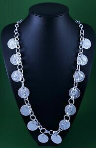 yzWG[EANZT[ eNX`Vo[W[W[`F[Vo[[}RCOlbNXQbNtrama grossa argento maglia catena colore argento roman coin lunga colla