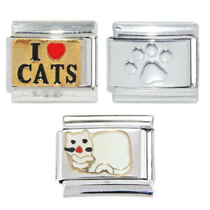 yzWG[EANZT[ C^A`[uXbgC^A`[Zbgamante dei gatti set di 3 ciondoli italianisi adatta a classic italian charm bracelets