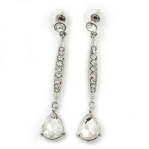 �y���������z�W���G���[�E�A�N�Z�T���[ �V���o�[���b�L���j�A�h���b�v�C�������Osilver plated cz linear drop earrings 65cm length