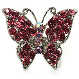 【送料無料】ジュエリー・アクセサリー シルバートーンピンククリスタルバタフライリングsilver tone pink crystal butterfly ring