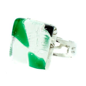 yzWG[EANZT[ [mKXubNO[Vo[O~tBI[XNGAFlcBAvetro di murano anello argento verde nero millefiori quadrato da venezia 15cm x