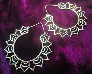 �y���������z�W���G���[�E�A�N�Z�T���[ �V���o�[���b�L�t�[�v�C�������O�{�z�t�F�X�e�B�o��silver plated grande fiore di loto orecchini a cerchioboho, festival, donna regalo