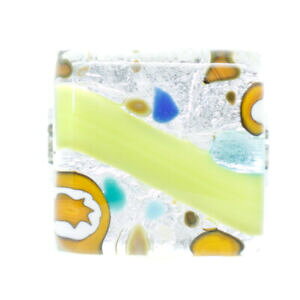 yzWG[EANZT[ [mKXIWO[Vo[O~tBI[XNGAFlcBAvetro di murano anello argento verde arancione millefiori quadrato da venezia
