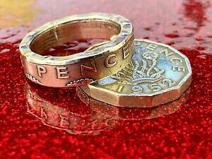 yzWG[EANZT[ Be[WgyXRCRCObritish coin anello realizzato da un vintage tre pence cointg j a r