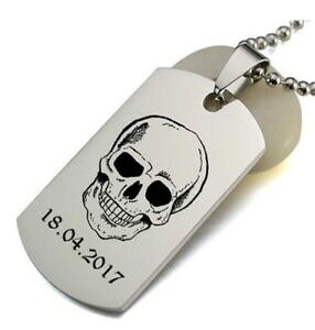 yzWG[EANZT[ hbO^OXeX`F[XtBAmassiccio id dog tag sfera catena acciaio inox con incisione a scelta 2,25 x 3,9 cm