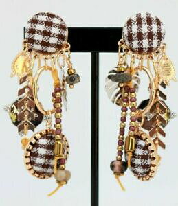 yzWG[EANZT[ Ofu[NIrW[^p^[^}h[Nbvgrandes boucles d oreilles bijoux lol lolilota paris tartan marron dore clip