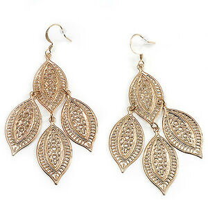 yzWG[EANZT[ S[hg[[thbvy_gCOgold tone filigrana foglia orecchini pendenti a goccia 8cm