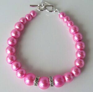 �y���������z�W���G���[�E�A�N�Z�T���[ �s���N�p�[�����b�L�u���X���b�gpink pearl e grazioso braccialetto con una chiusura placcato argento