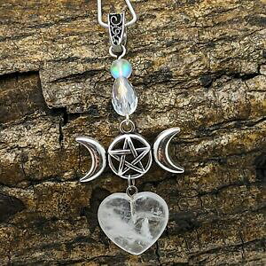 yzWG[EANZT[ EBbJVo[g[gv[n[gy_gzCgn[glbNXNH[cfatto a mano tono argento wicca tripla luna cuore ciondolo collana cuore bi