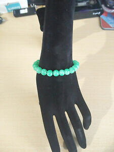 yzWG[EANZT[ ~fBAWFXg[`xbg}p[uXbgverde marmorizzato medium gemstone tibetano mala perle 8 bracciale estensibile