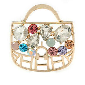 yzWG[EANZT[ S[hbL}`J[NX^obOu[`gold plated multicoloured crystal bag brooch 35mm w