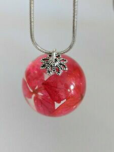 yzWG[EANZT[ y_gVo[bLlbNXn[oEfatto a mano botanico floreale sfera resina ciondolo collana placcato argento erbario