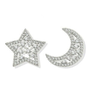 yzWG[EANZT[ Vo[X^[OX^[[NZgtbgWRjCO925 argento sterling stella pavimentate moon crescent spianato zirconi orecchini