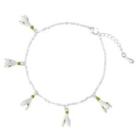 【送料無料】ジュエリー・アクセサリー スノードロップホワイトエナメルシルバートーンチャームブレスレットspring snowdrop white enamel silver tone charm bracelet