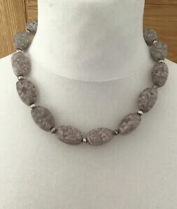 yzWG[EANZT[ O[Xp[YWG[lbNXg[Vo[O[Xp[Nmamp;s grosse perle dichiarazione collana bigiotteria tono argento grigio sparkles