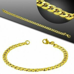 【送料無料】ジュエリー・アクセサリー ブレスレットエンアシエイオキシダブルドールマイユクービンbracelet en acier inoxydable dore maille cubaine 22 cm x 6 mm