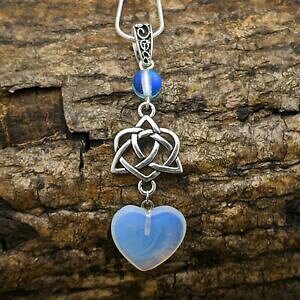 �y���������z�W���G���[�E�A�N�Z�T���[ �g�[���V���o�[�g���P�g���P���g�n�[�g�I�p���C�g�y���_���g�l�b�N���X�n�[�gfatto a mano tono argento triquetra nodo celtico cuore ciondolo opalite collana con cu