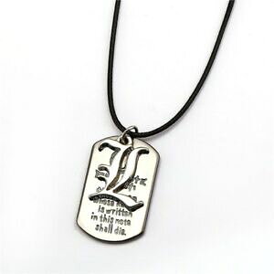 yzWG[EANZT[ fXm[grW[RA[yfeBt^hbO^OS[GbgCgK~death note bijou collier pendentif metal dog tag logo amp; l lawliet light 