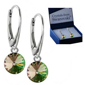 yzWG[EANZT[ Vo[X^[OCO_OuCgO[XtXL[NX^R925 argento sterling orecchini dangle * luminoso verde * 8 mm cristalli swarovski