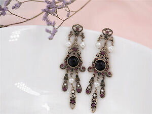 yzWG[EANZT[ WG[COubNp[sNp[vp[[\Nbigiotteria orecchini perno nero rosa porpora perla candeliere pendente x20