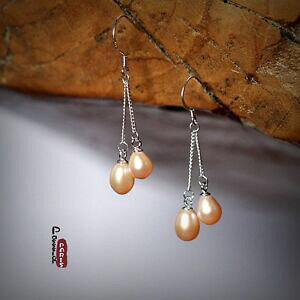 yzWG[EANZT[ u[NhICgp[hJ`[h[hD[X[YhDO[eAWboucle doreille perle de culture deau douce rose deux goutte argent 925 tz1 aa