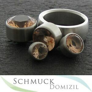 yzWG[EANZT[ T[WRXeXh[COOmRNVmelano collezione in acciaio inox anello di trafilatura circa con zirconi salmone 6 mm