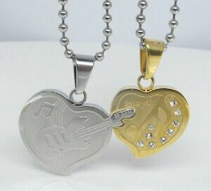 【送料無料】ジュエリー・アクセサリー パートナーチェーンギターステンレススチールパートナートレーラーチェーンpartner catena chitarra musica cuore in acciaio inox 2 partner rimorchio 2 catene gg54