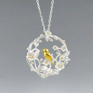 yzWG[EANZT[ X^[OS[fo[hVo[IK[ht[NElbNXOy_g925 argento sterling golden bird su ghirlanda corona di fiori c